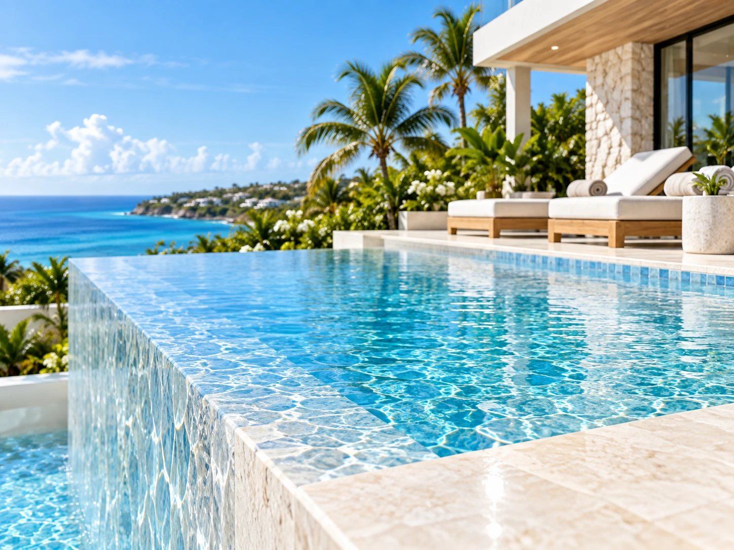 Edge of an infinity pool looking out to sea